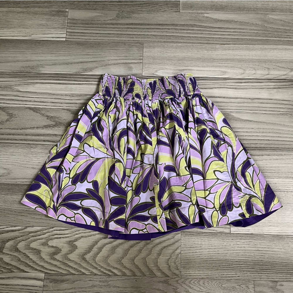 GAP Purple/Mulitcolored Cotton Smocked Waist Reversible Skirt Small